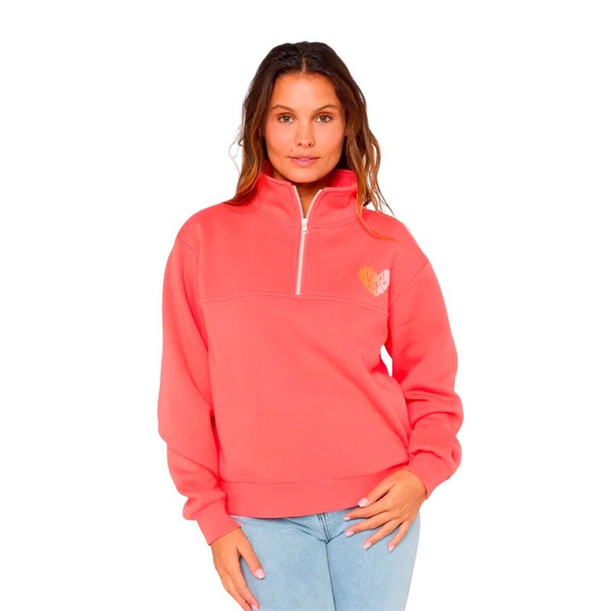 Women’s Sweatshirt without Hood Rip Curl Half Zip Fleece Coral S