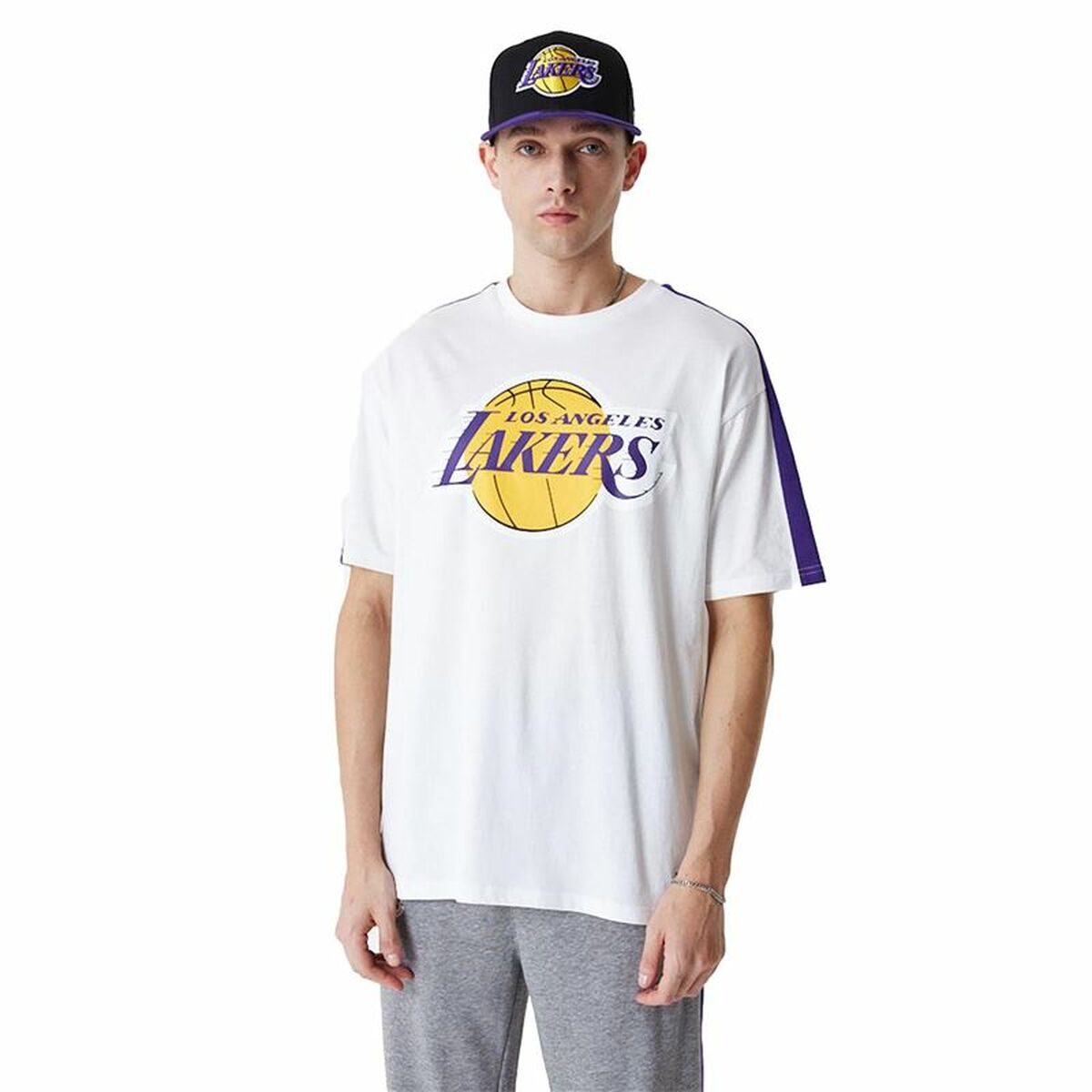 Men’s Short Sleeve T-Shirt New Era NBA Colour Block LA Lakers White L