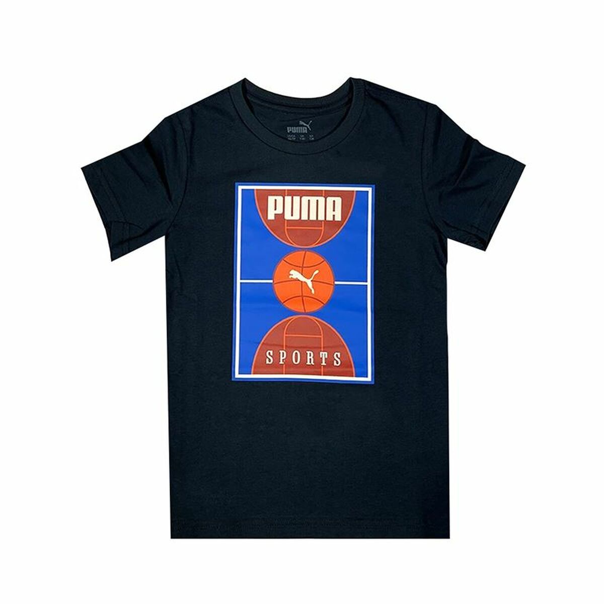 Child's Short Sleeve T-Shirt Puma Bppo Basket Blank Ba Black 15-16 Years